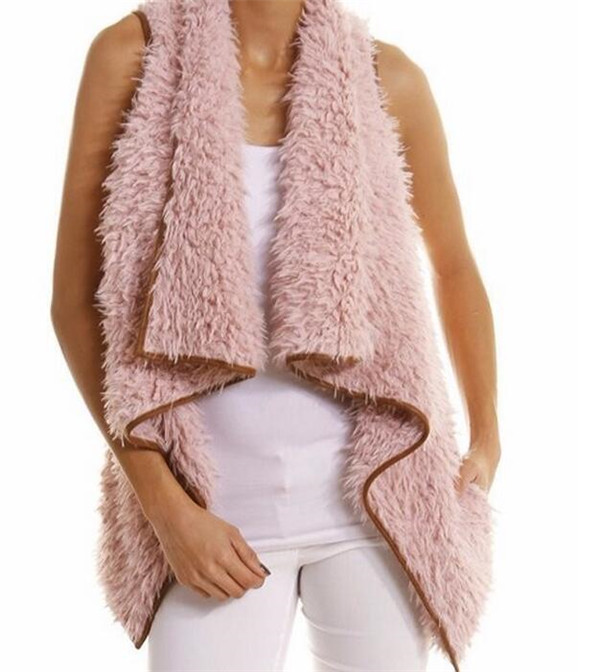 Monogrammed Cream/Tan Faux Fur Vest (10122)