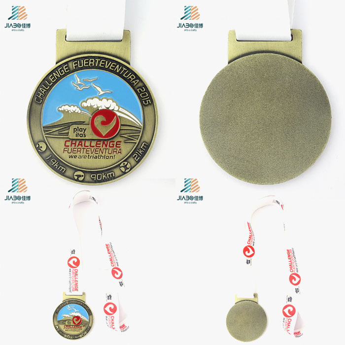 Free Sample Antique Bronze Enamel Custom Swimming Award Medal