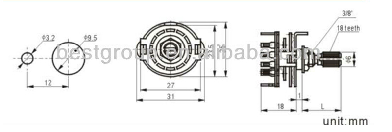 Rotary Volume Control Switch Voice Control Switch Audio Volume Control Switch Rotary Switch