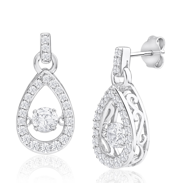 925 Silver Drop Dangle Earrings Dancing Diamond Jewelry