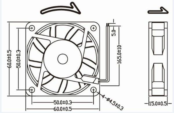 12V 60mm 60X60X15mm Waterprood DC Axial Fan with Ce RoHS Approval