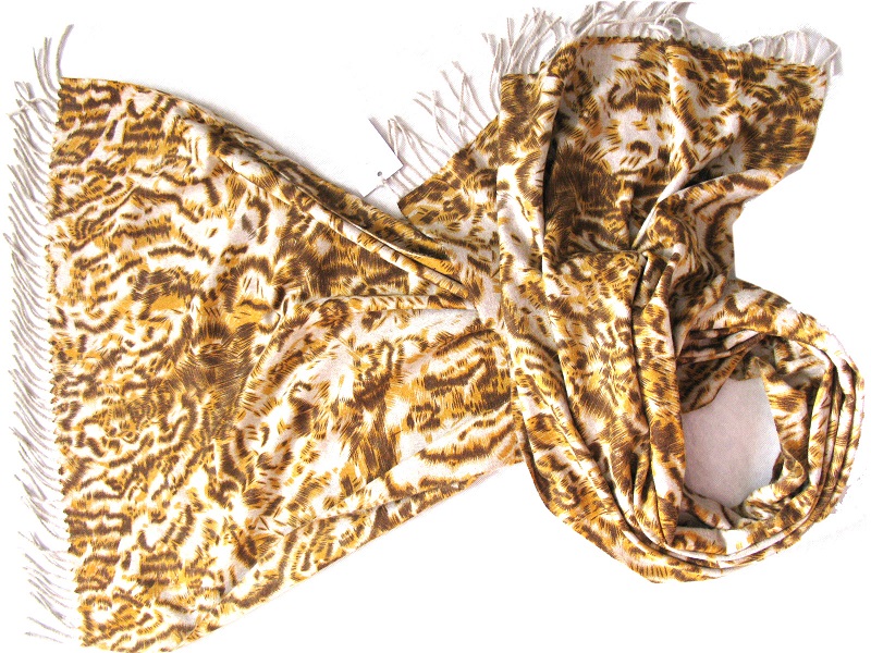 100%Cashmere Double Faced Animal Printed Shawl