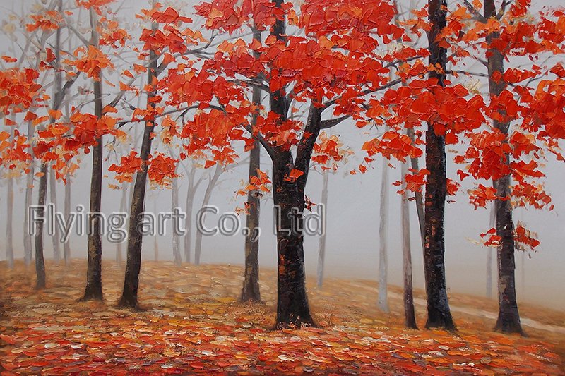 100% Hand-Painted Canvas Oil Painting Wall Art for Trees