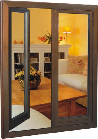 Wooden Grain Aluminum Double Glazed Casement Windows