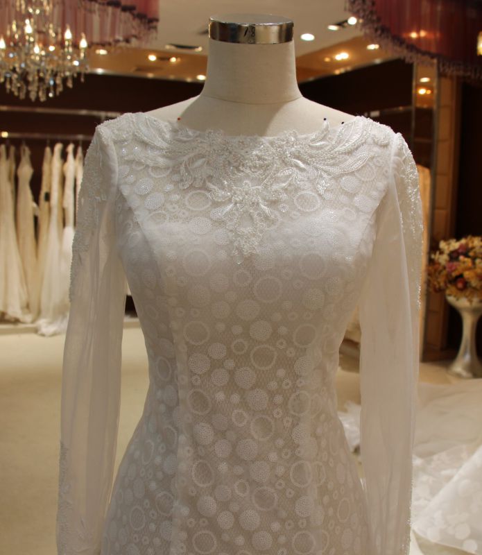 Mermaid Illusion Neck Long Sleeve Wedding Dress