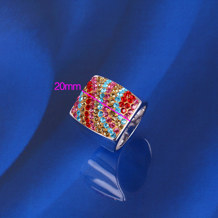 Xuping Colourful Luxury Zircon White Gold Ring