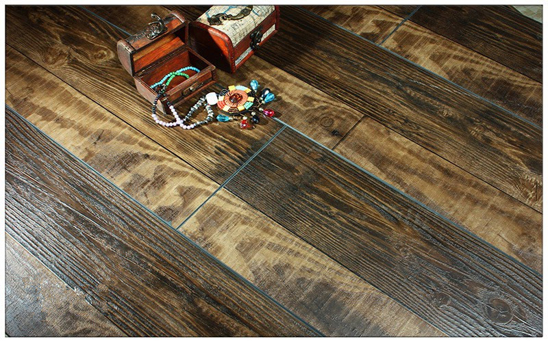 Walnut Hand Scraped Hickory Oak Wooden Laminate Flooring