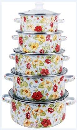 Enamel Casserole with All Flower Decals (LF-A001)