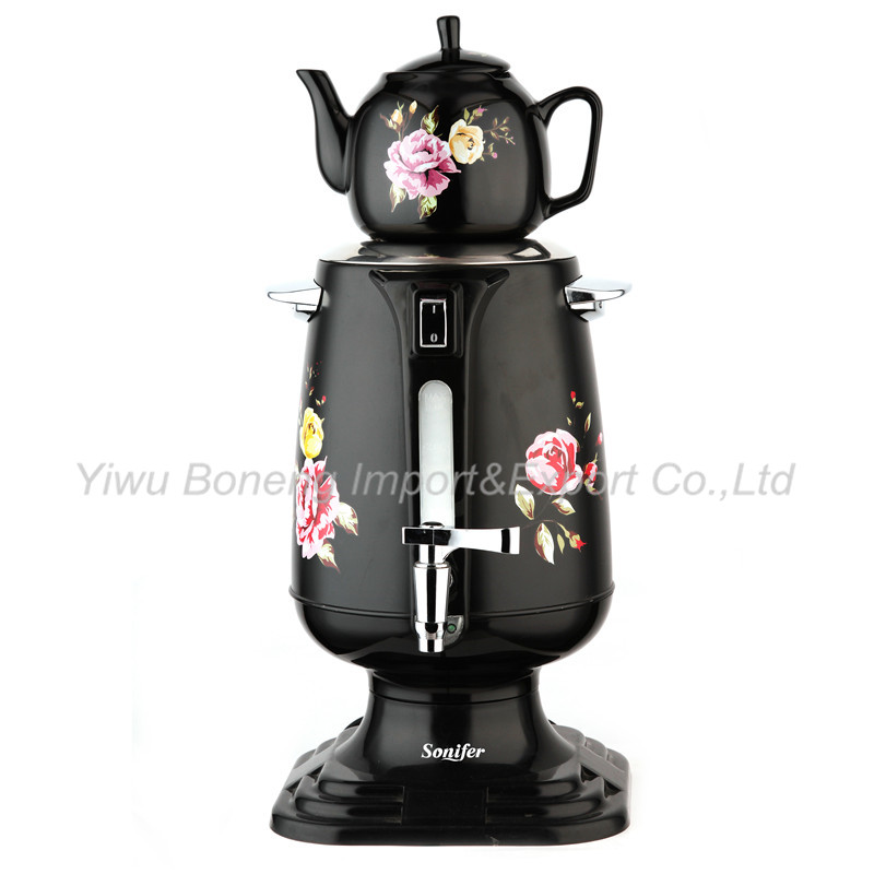 Sf-3316 (black) Turkish Samovar, Electric Kettle, Iranian, Russian Samovar with Ceramic Teapot