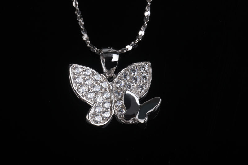 Beautiful Flower Shape Cubic Zirconia Fashion Silver Necklace Jewelry