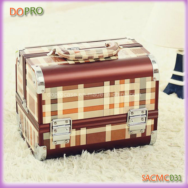 Warm Check Prnting Medium Size Combination Lock Cosmetic Case (SACMC031)