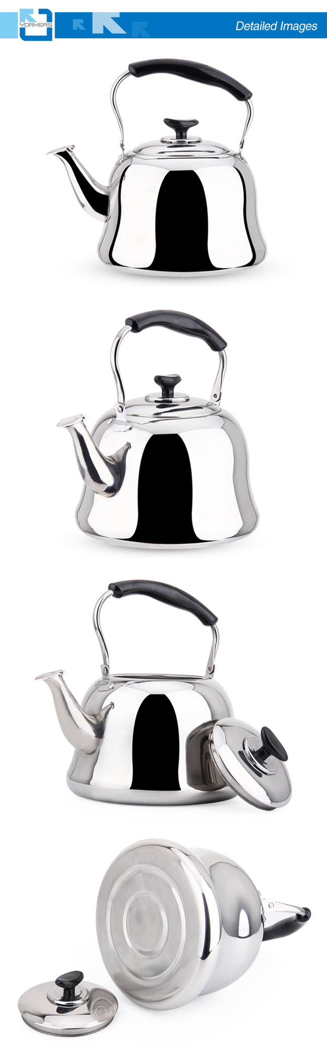 Popular Stainless Steel Water and Tea Kettle with Cool Black Handle