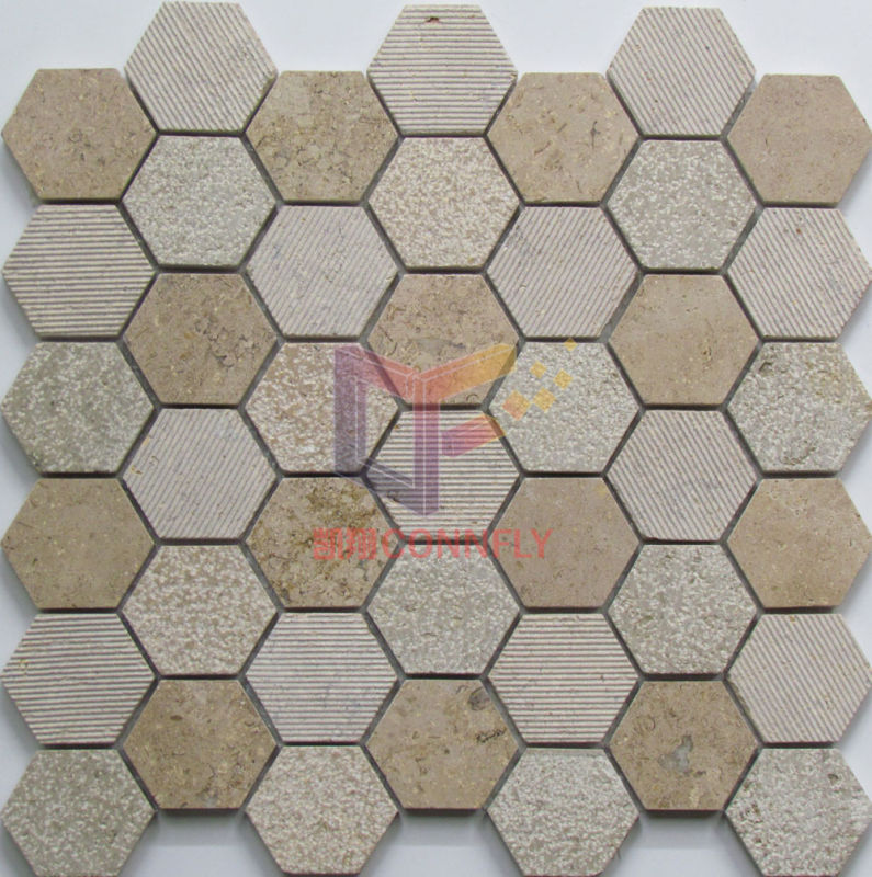 Natural Wooden Marble Stone Mosaic (CFS1047)