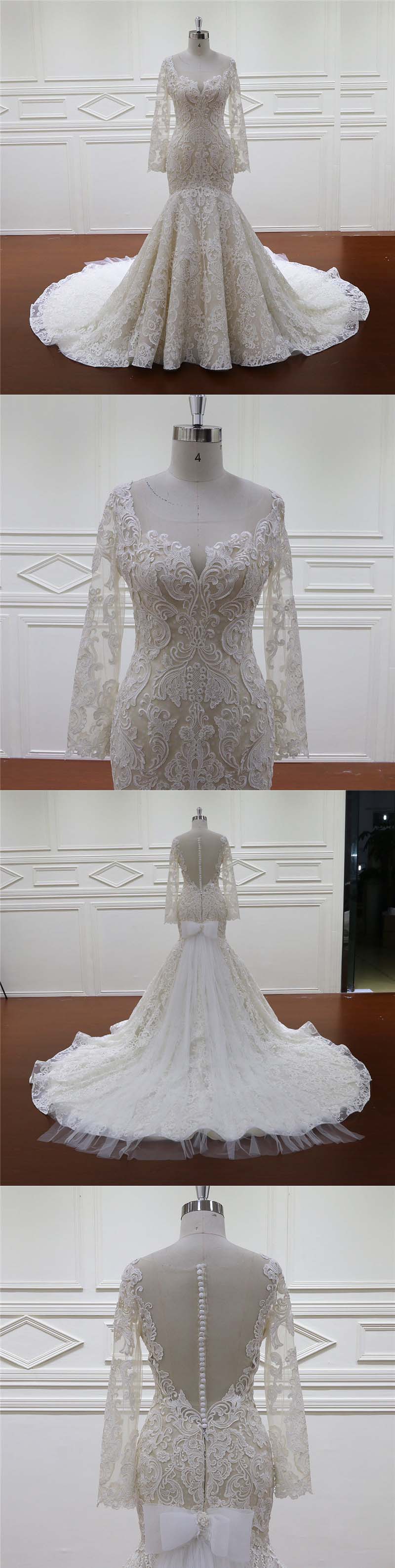 Excellent Quality A-Line Long Sleeves Bridal Dresses