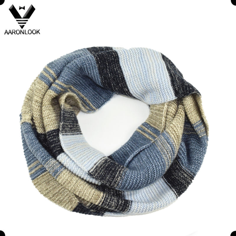 2016 Trendy Hot Selling Colorful Stripe Knitted Scarf with Beanie Snood