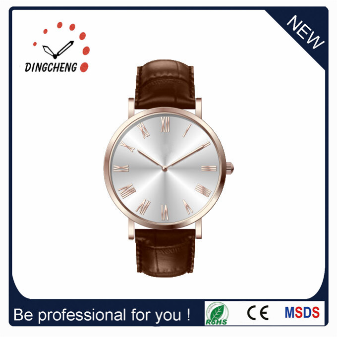 Men's Stainless Steel Dress Watch with Leather Strap