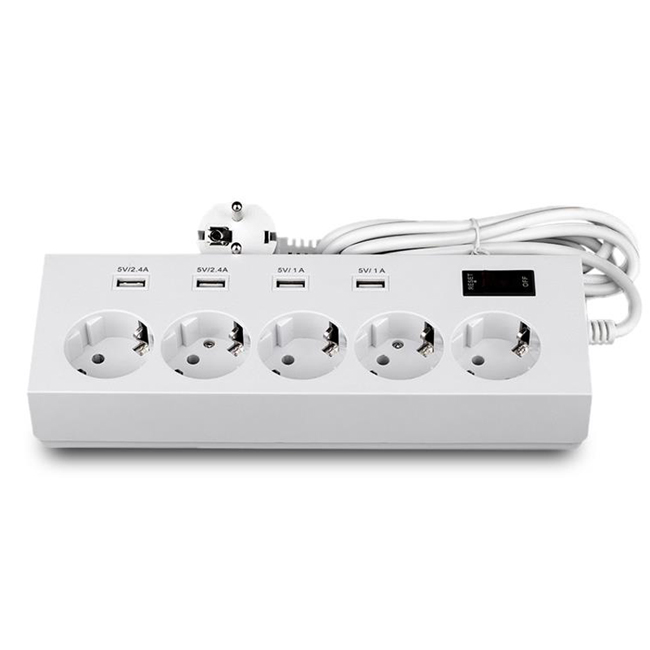 Multi-Functional Platooninsert Outlet 4 USB Ports 5 EU Plug Socket Wall Charger Electrical Plug