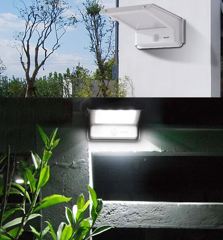 20 LED Bright Solar Powered Motion Sensor Light Outdoor Garden Patio Path Wall Mount Gutter Fence Lights Security Lamp 3-in-1 (PIR Motion + Dim Light)