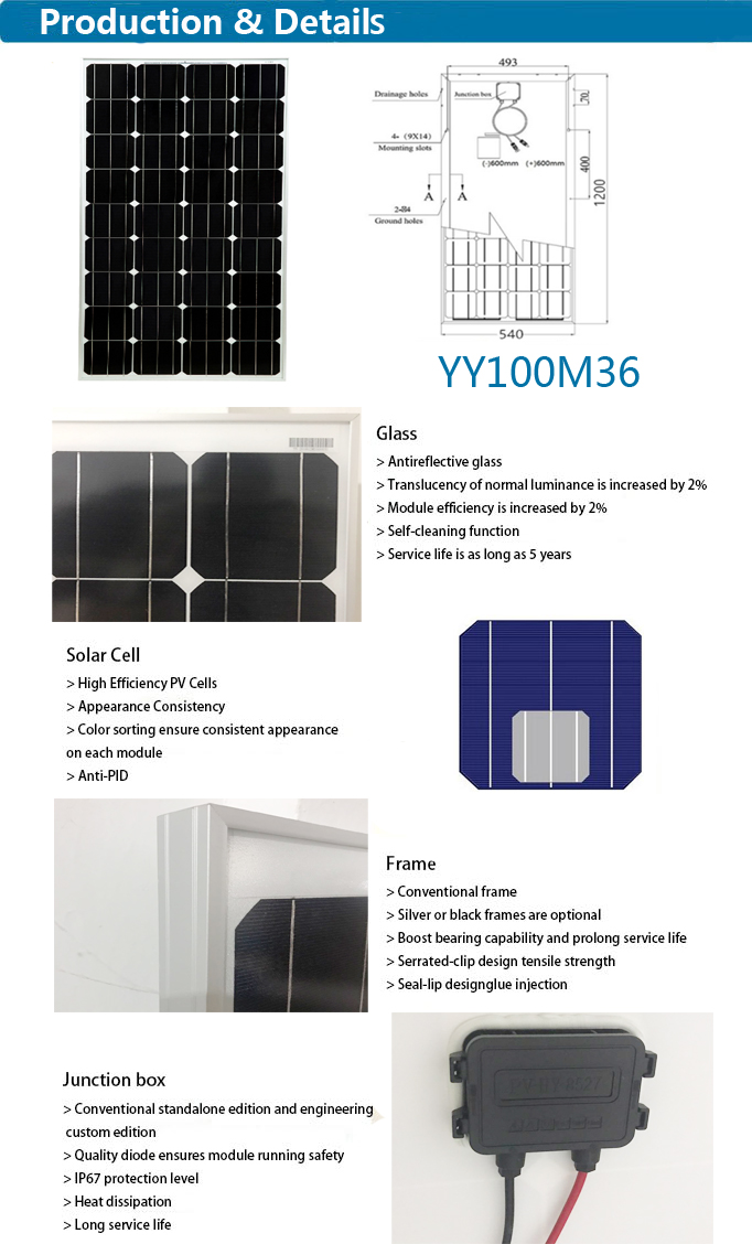 90watt/95watt Solar Panel for Solar Ventilation System