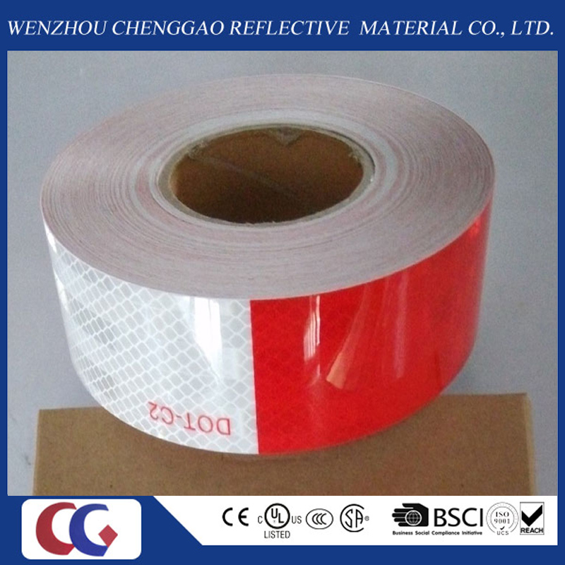 Hot Selling DOT-C2 Honey Comb Type PVC Crystal Lattice Safety Red and White Truck Reflective Tapes