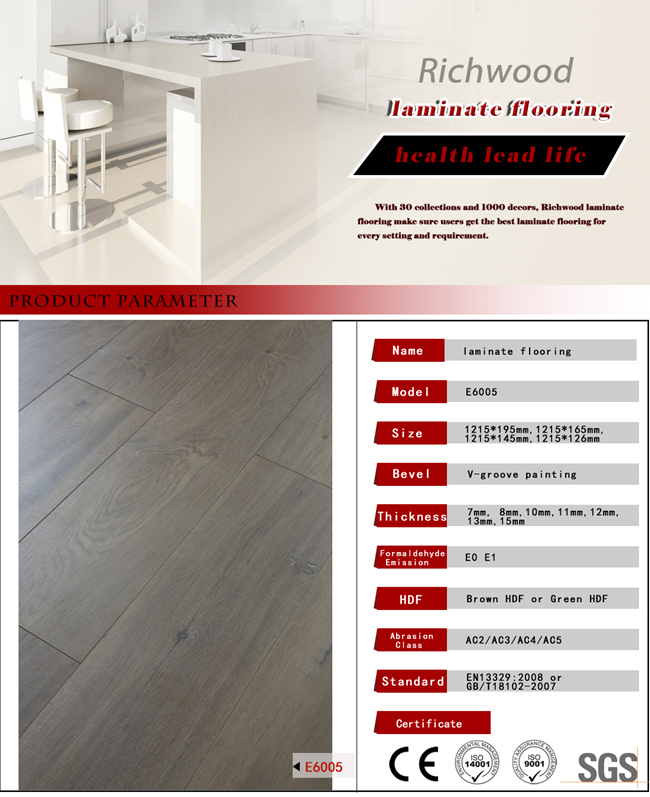 E0 AC4 Oak HDF Parquet Wood Laminate Laminated Flooring