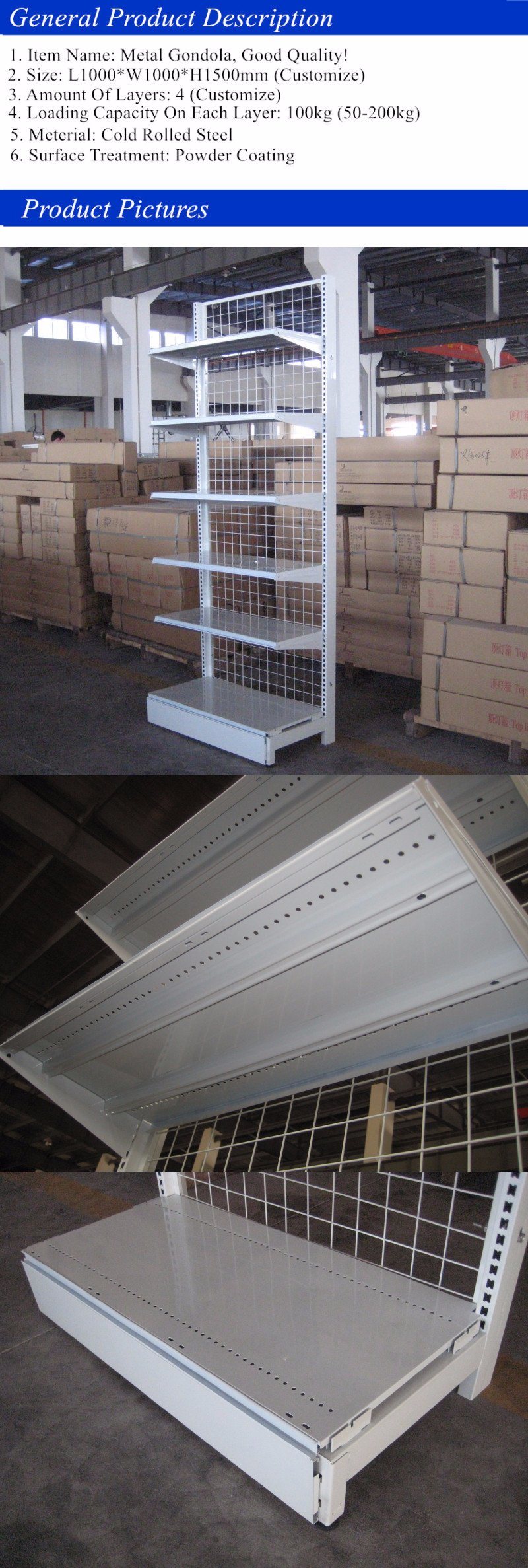 Storage Wire Decking Mesh Gondola Shelf Wall Shelf