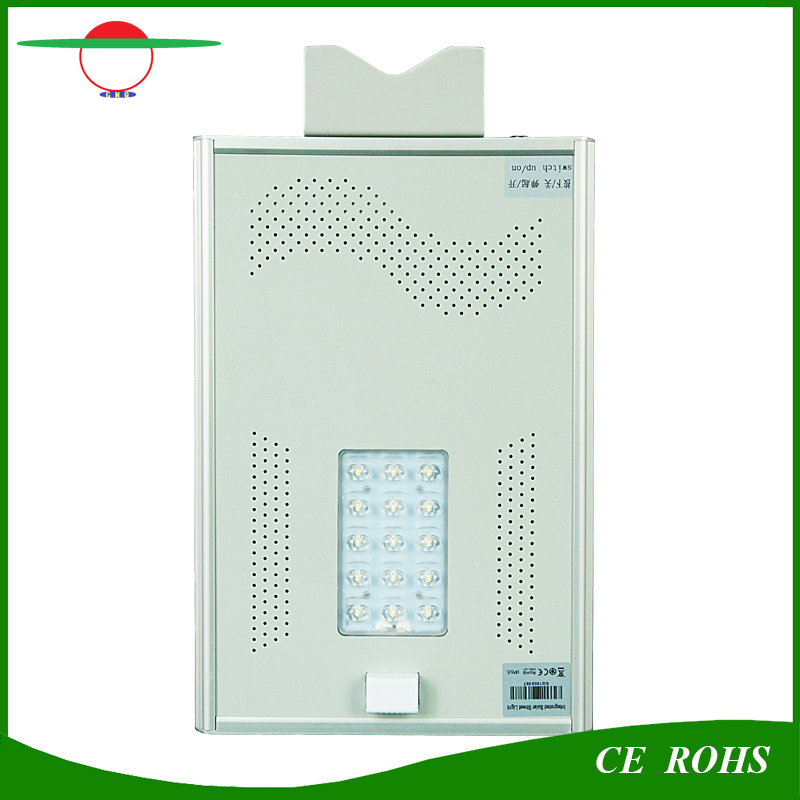 Ce, RoHS, IP65 Certified High Bright Street Lamps All in One Bridgelux Solar LED Street Light 15W with Motion Sensor