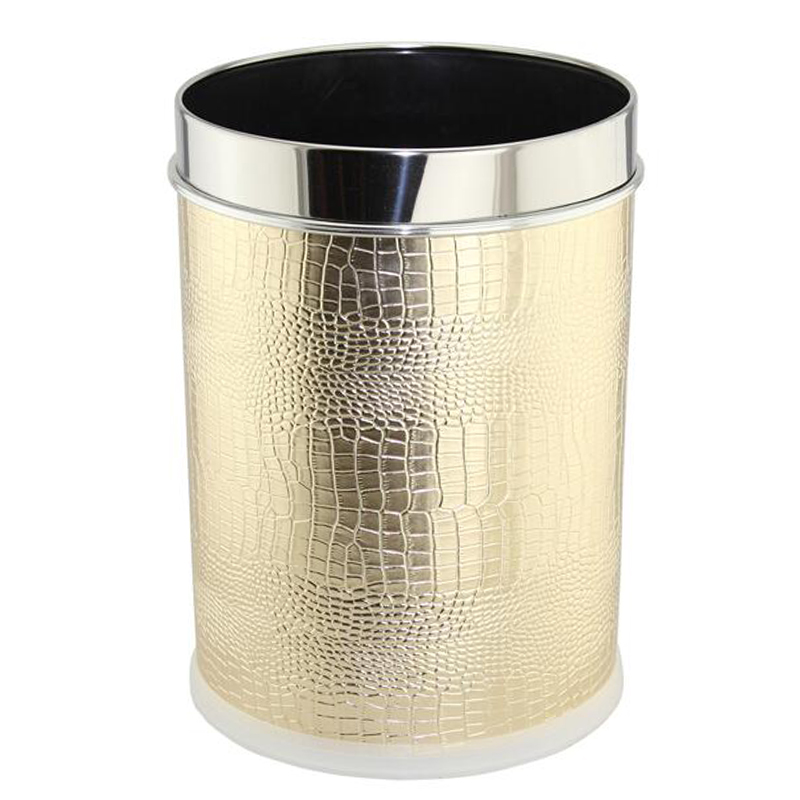 Leather Covered Open Top Waste Bin (FF-0249)