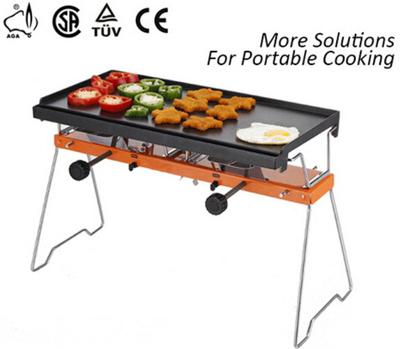 Foldable Freestanding Camping Double Burner Gas Stove