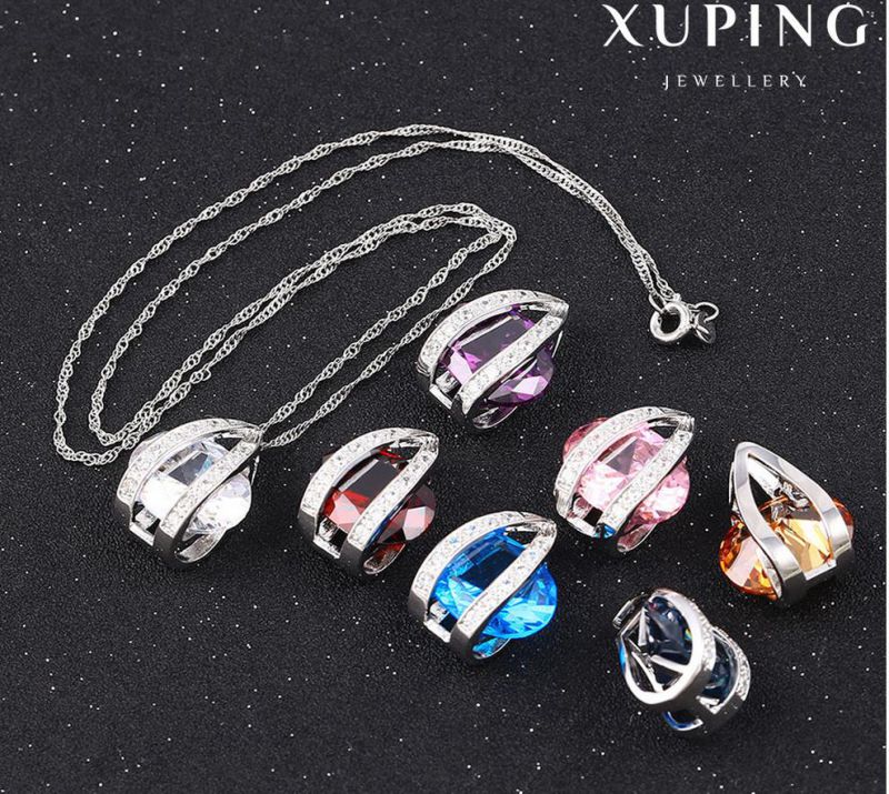 32586 Fashion Elegant Rhodium Oval CZ Diamond Imitation Women Jewelry Chain Pendant