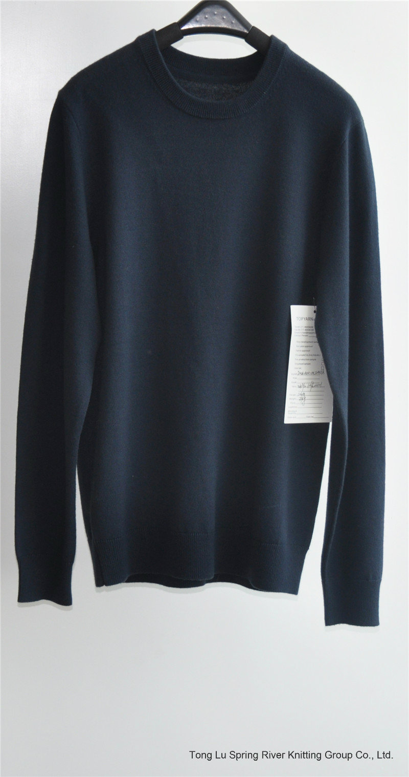 Men Round Neck Pure Color Knit Pullover Sweater