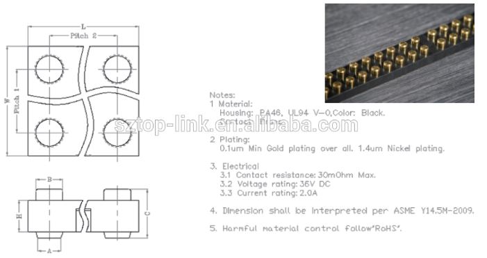 SMD SMT Target Female Connector (mating with pogo connector)