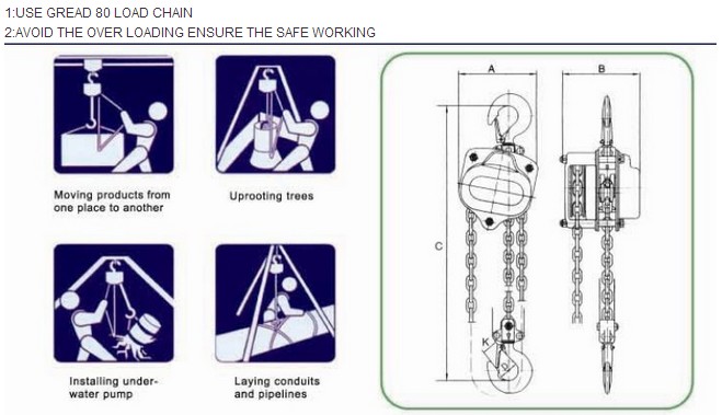 Vc Chain Block (0.5T-20T) Chain Hoist Chain Pulley Hand Pulley Toyo Type Pulley