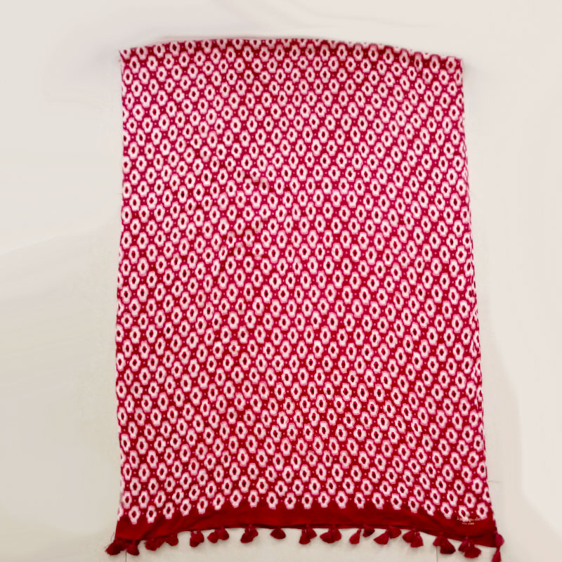 Cotton Material, Geometry Printed Scarf with Tassel