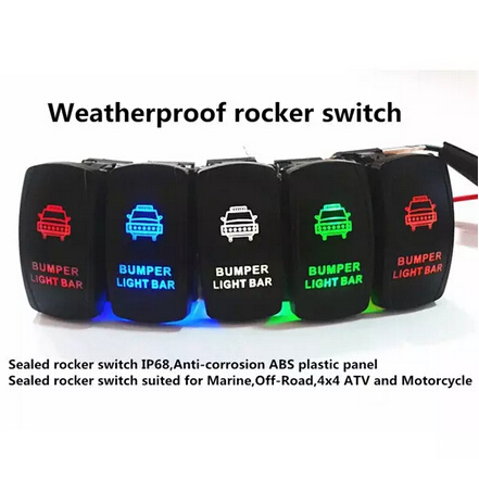 Rocker Switch 12V 24V Zombie Light LED Illuminated Waterproof 20A Spst on/off Lighted for Jeep Auto Marine Boat