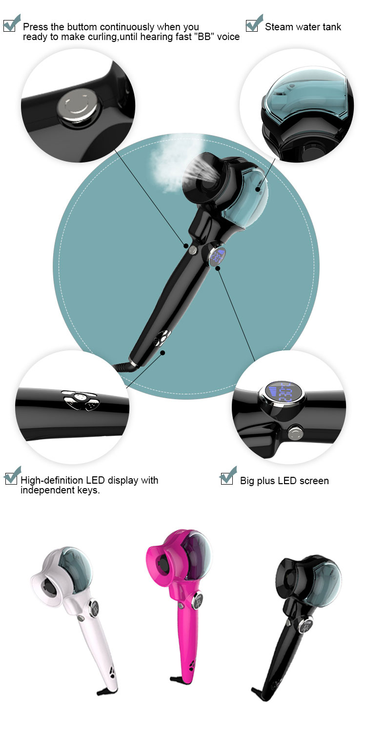 Professional Automatic LED Steam Hair Curler