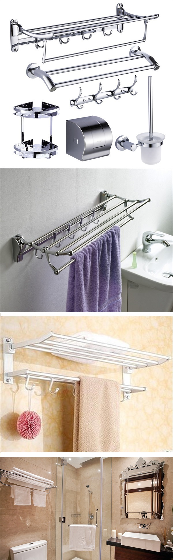 Factory Supplier Stainless Steel Wall Mounted Single Bathroom Towel Bar