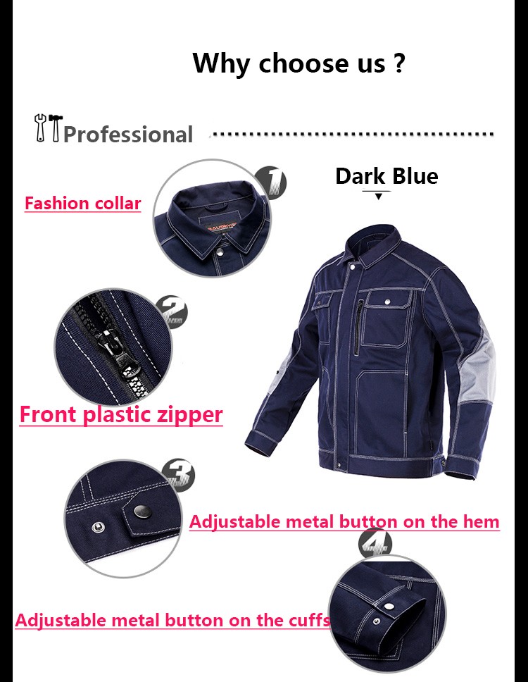 Men Outdoor Workwear Multi-Pockets Work Jacket Construction Mechanic Craftsman Builder Workwear