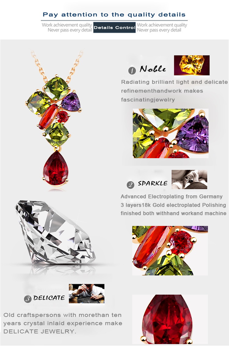 Multicolor Cubic Zirconia Sweater Pendant Necklaces (CNL0012-C)