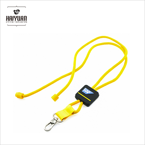 Customized Cheap Rope Round Cord Lanyard with PVC Patch