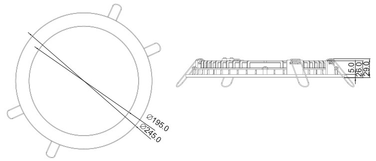 2015 New 30W Eslim LED Recessed Light with CE RoHS ERP