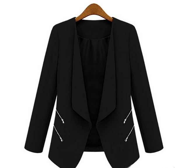 Spring Autumn Fashion Slimming Coat Long Sleeve Lapel Pure Color Leisure Business Suits