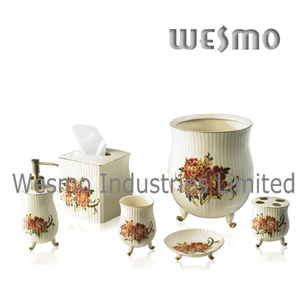 Porcelain Bath Set with Decal (WBC0452A)