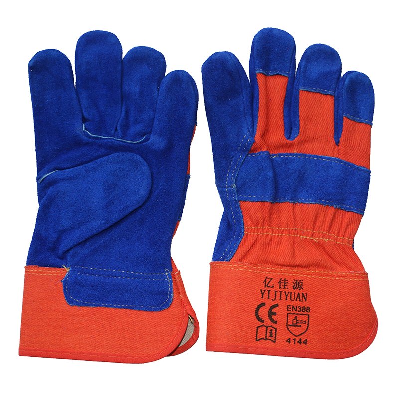 Blue Leather Safety Hand Protective Work Gloves with Ce En388