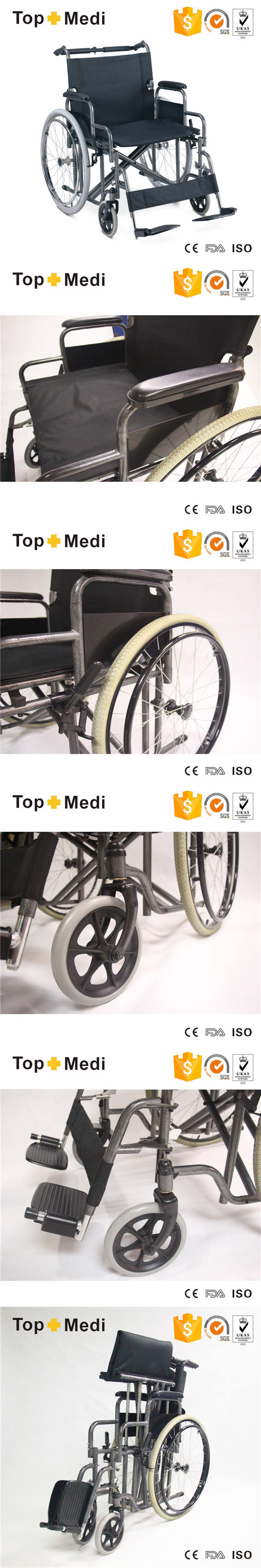 Topmedi Products 2016 Steel Heavy Duty Folding Bariatric Manual Wheelchair