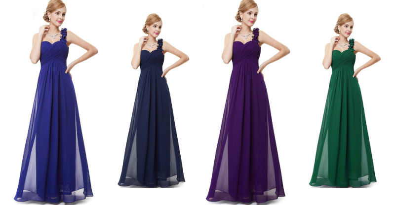 Long Evening Dresses Chiffon One Shoulder Prom Dress