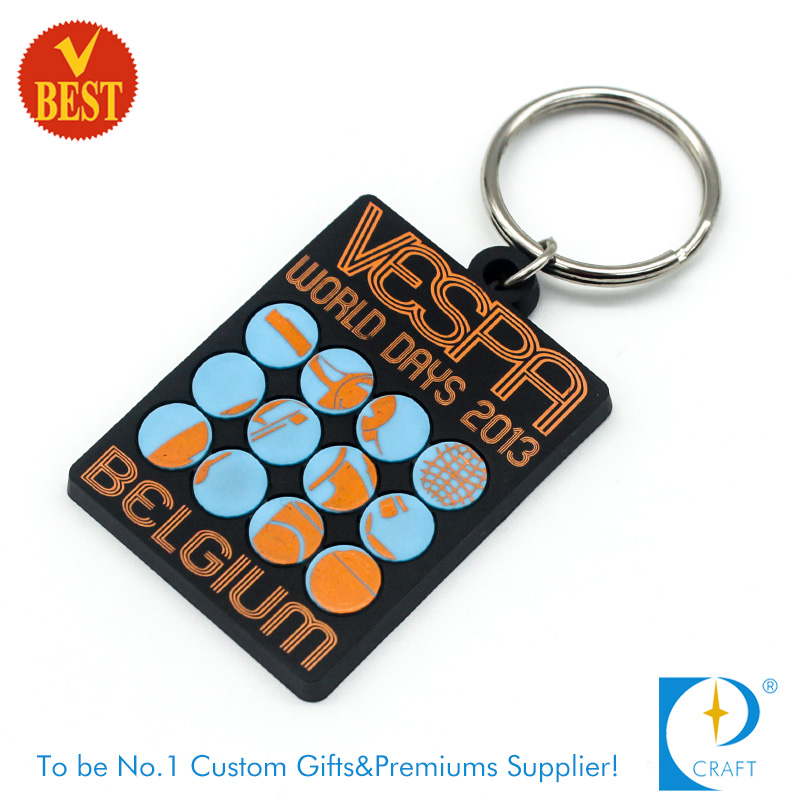 China Cheap Custom Branded Promotional Soft PVC Key Chain or Ring in High Quality