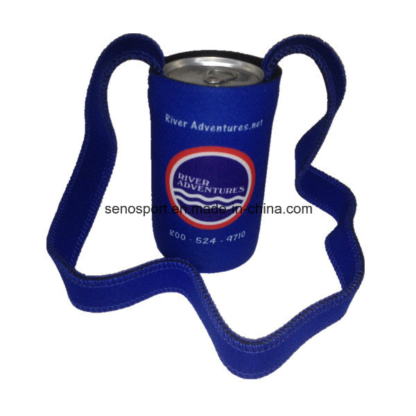 Promotional Wetsuit Material Neoprene Can Cooler with Lanyard (SNCC44)