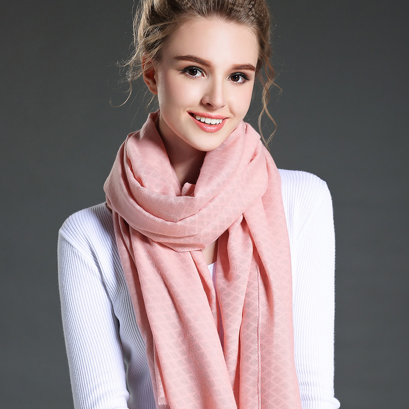 Women in Winter to Keep Warm Plain Pink Polyester Scarf Shawl