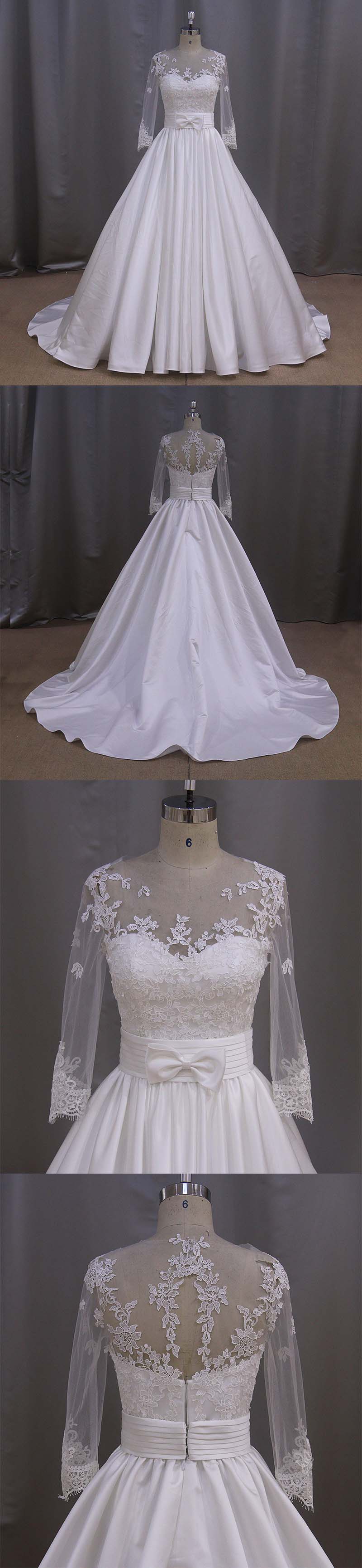 Taffeta Ruched Asymmetrical Modest Bridal Gown